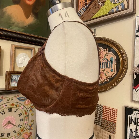 Savage X Fenty Brown Lace Deep Plunge Underwire Bra 38H - Picture 3 of 7